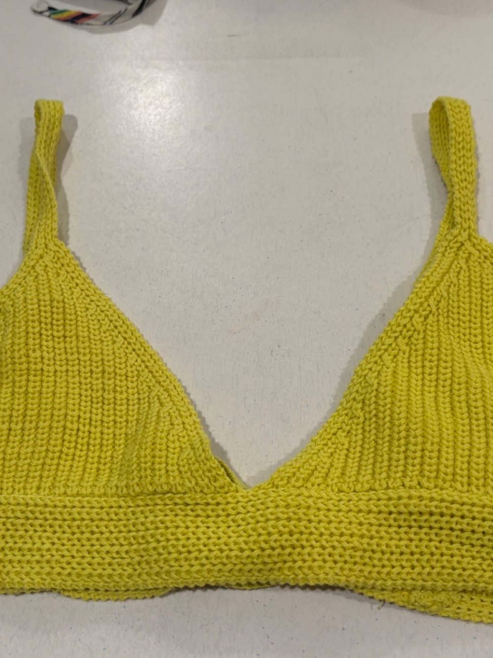 Olivaceous Cropped Tank Top Brami Tie Adjustable Back Knit Sweater 100% Cotton M - Picture 5 of 8